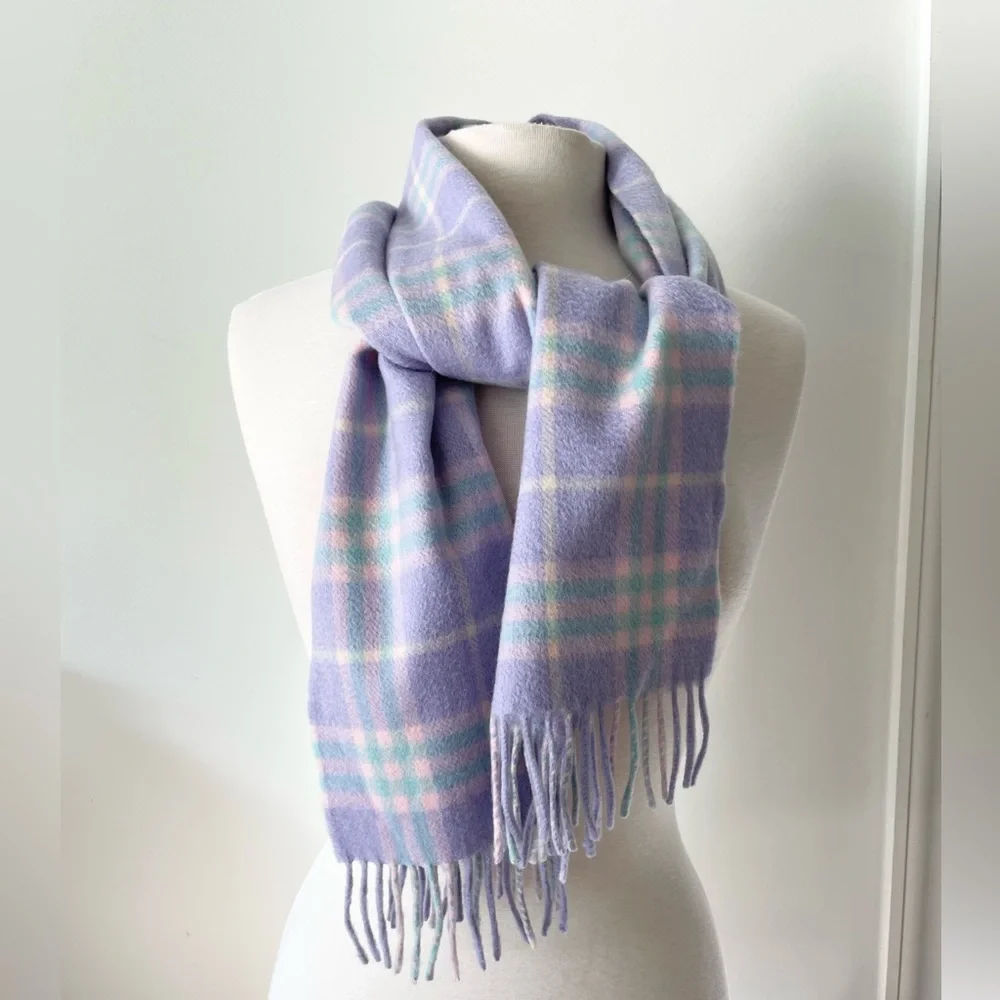 BURBERRY LONDON PLAID 100% CASHMERE SCARF NEW - Picture 4 of 13